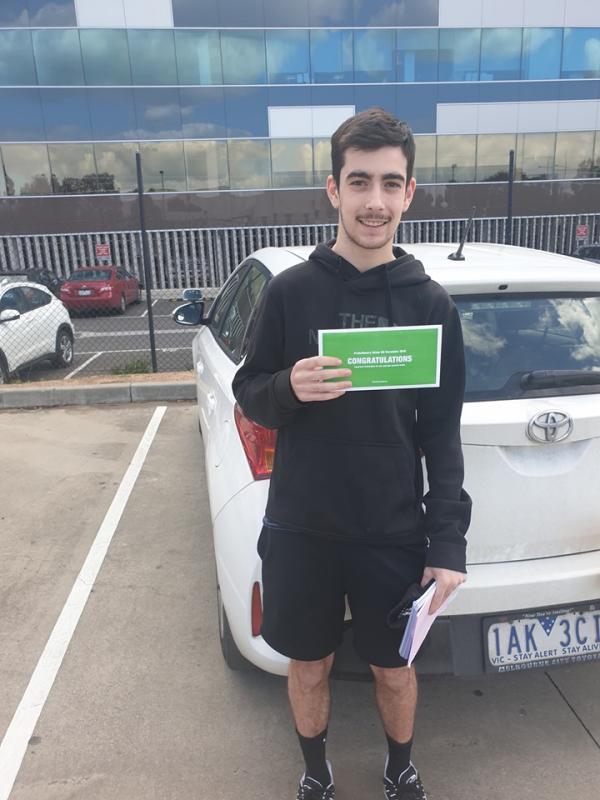 Max passed his driving test 1st go at Bundoora vicroads