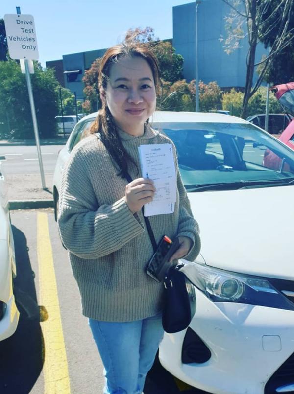 Shie passed her driving test 1st go at Broadmeadows vicroads