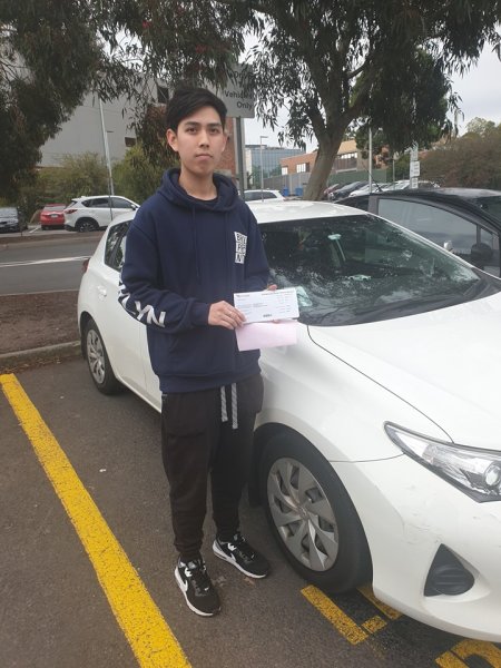 Sonny for passing his driving test 1st go at Broadmeadows with only 3 driving lessons600