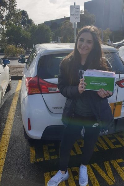 Laura passed her driving test 1st go at Broadmeadows vicroads