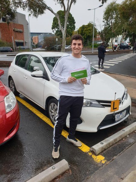 Matthew for passing his driving test 1st go at Broadmeadows vicroads600