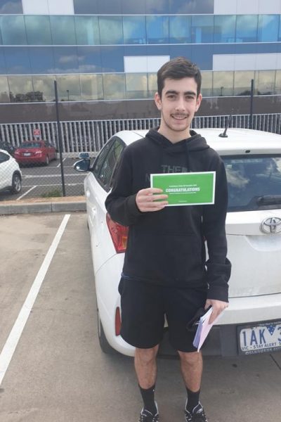 Max passed his driving test 1st go at Bundoora vicroads