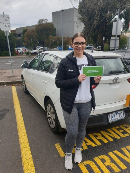 Mekaela for passing her driving test 1st go at Broadmeadows vicroads600
